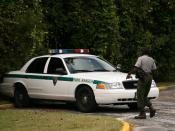 Park Ranger with car in Everglades National Park