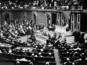 President Wilson before Congress, announcing the break in the official relations with Germany. February 3, 1917. Public domain, från http://teachpol.tcnj.edu/amer_pol_hist/thumbnail292.html