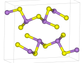 Ball and stick unit cell model of polymeric arsenic trisulfide