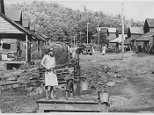 English: Pumping water by hand in 1942 from the sole water supply in this section of Wilder, Tennessee, in Fentress County (Tennessee Valley Authority).