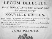 DOMAT JEAN. Les loix civiles ed. A.D. 1756