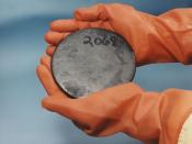 A billet of highly enriched uranium that was recovered from scrap processed at the Y-12 National Security Complex Plant. Original and unrotated. Source: http://web.em.doe.gov/takstock/phochp3a.html