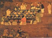 An Elegant Party (detail), an outdoor painting of a small Chinese banquet hosted by the emperor for scholar-officials from the Song Dynasty (960-1279). Although painted in the Song period, it is most likely a reproduction of an earlier Tang Dynasty (618-9