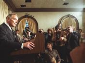 Secretary of State Haig speaks to the press after the attempted assassination on President Ronald Reagan