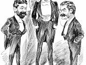 Richard D'Oyly Carte, W. S. Gibert, and Arthur Sullivan together again for Utopia, Limited, after a long quarrel.