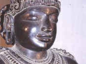 Detail of the statue of Rajaraja Chola at Brihadisvara Temple at Thanjavur.