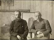 Fridtjof Nansen og Erik Werenskiold i malerens atelier, ca 1907