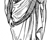 Line art drawing of a man in a toga.