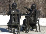 English: Louise McKinney and Henrietta Muir Edwards (arm up), Famous Five statue, Parliament Hill, Ottawa, Ontario, Canada