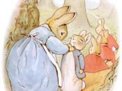 Illustration of Peter Rabbit with his family, from The Tale of Peter Rabbit