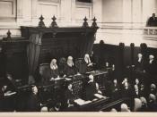 The first Chief Justice of Australia, Sir Samuel Griffith, is administered the judicial oath at the first sitting of the High Court, in the Banco Court of the Supreme Court of Victoria, 6 October 1903.