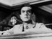 Cropped screenshot of Tyrone Power from the trailer for the film Witness for the Prosecution