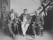 English: 1882 studio portrait of the (then) last surviving Six Nations warriors who fought with the British in the War of 1812: (left to right) Sakawaraton a.k.a. John Smoke Johnson (born circa 1792), John Tutela (born ca. 1797) and Young Warner (born ca.