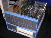 Altair 8800 Computer with 8 circuit boards installed. The Altair floppy disk system below has a Pertec 8-inch drive.