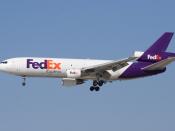 A FedEx Express MD-10 landing at San Jose International Airport