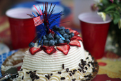 English: A chocolate cake during the 4th of July