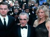 Scorsese at the Gangs of New York screening at the Cannes Film Festival with Leonardo DiCaprio and Cameron Diaz.