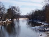 Looking east at the Fox River in Montello, Wisconsin, USA. Taken March 11, 2007 by myself.