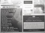 Newspaper advertisements seeking patients and healthy volunteers to participate in clinical trials.