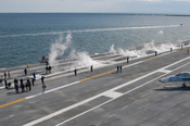 English: ATLANTIC OCEAN (April 7, 2009) Sailors assigned to the air department of the aircraft carrier USS George H.W. Bush (CVN 77) test the ship's catapult systems during acceptance trials. (U.S. Navy Photo by Mass Communication Specialist 2nd Class Jen