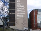 English: Welcoming poetry! A poem by Andrew Motion welcomes travellers to Sheffield. The poem is written on the side of the Howard Building of Sheffield Hallam University and is visible from Sheffield train station. This photograph is taken from Howard St