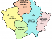 The districts of Kosovo and Metohija at the time