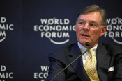DAVOS/SWITZERLAND, 26JAN11 - Harold McGraw III, Chairman, President and Chief Executive Officer, McGraw-Hill Companies, USA are captured during the session 'Insights on India' at the Annual Meeting 2011 of the World Economic Forum in Davos, Switzerland, J