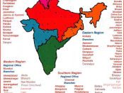 English: Map showing the Regional Councils of the Institute of Chartered Accountants of India and its branches