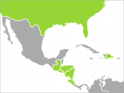 Map of all countries which have ratified the Dominican Republic–Central America Free Trade Agreement.