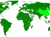 English: A map of parties to the International Covenant on Civil and Political Rights, as of November 25, 2008. Parties in dark green, countries which have signed but not ratified in light green, non-members in grey. Based on BlankMap-World.png made by Va