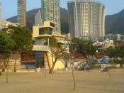 Repulse Bay Beach. The curved building is the background is 