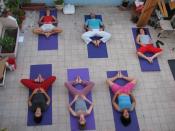 A yoga class.