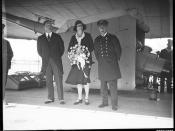 Dutch Consul-General Teppema, Madame Teppema and Rear-Admiral C C Kayser on board HNLMS JAVA, 10 October 1930