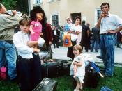 Refugees arrive in Travnik, central Bosnia, during the Yugoslav wars, 1993.