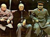 A tight crop of Image:Yalta summit 1945 with Churchill, Roosevelt, Stalin.jpg. Winston Churchill, Franklin D. Roosevelt and Josef Stalin at the Yalta conference.