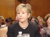English: Photo of Karen Ignagni testimony in the United States Senate Committee on Health, Education, Labor, and Pensions Providing Quality Postsecondary Education: Access and Accountability panel.