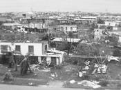 Damaged houses after the passage of Cyclone Tracy on Christmas day 1970 in Darwin, Australia.