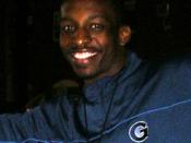 English: Jeff Green, Georgetown Hoyas men's basketball team player, visits with students camped out for Final Four 2007 tickets