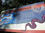 a sign in Kings Park, Perth showing the Wagyl, a snakelike being from the Aboriginal Dreamtime