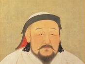 Kublai Khan, the Great Khan of the Mongol Empire and Emperor of the Yuan Dynasty. Painting from 1294.