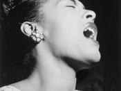 English: Portrait of Billie Holiday in Down Beat magazine.