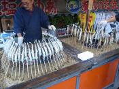 Food stand; Roasted fish (Ayu)