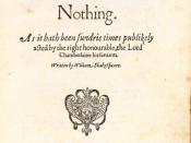 Facsimile of the title page of the quarto version of Much adoe about Nothing