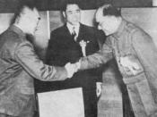 English: Wang Jingwei, Hideki Tojo and Subhas Chandra Bose in Tokyo (1943)