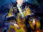 The oil painting of the Chinese Empress Dowager Cixi (1835-1908) by Catherine Karl in late 1890s.
