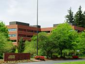 entrance to HQ of Mentor Graphics in Wilsonville, Oregon, USA