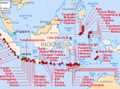 Map of volcanoes in Indonesia
