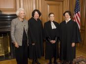 English: The four women who have served on the Supreme Court of the United States. From left to right: Justice Sandra Day O'Connor (Ret.), Justice Sonia Sotomayor, Justice Ruth Bader Ginsburg, and Justice Elena Kagan in the Justices' Conference Room, prio
