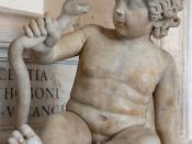 Herakles as a boy strangling a snake. Marble, Roman artwork, 2nd century CE.
