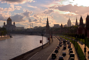 Kremlevskaya Naberezhnaya and Moscow skyline